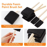 120 Pcs Foam Paint Brushes, 1” and 2” Foam Brush with Wood Handle, Bulk Sponge Brushes for Painting, Foam Art Paintbrushes Set for Staining, REDOVANT