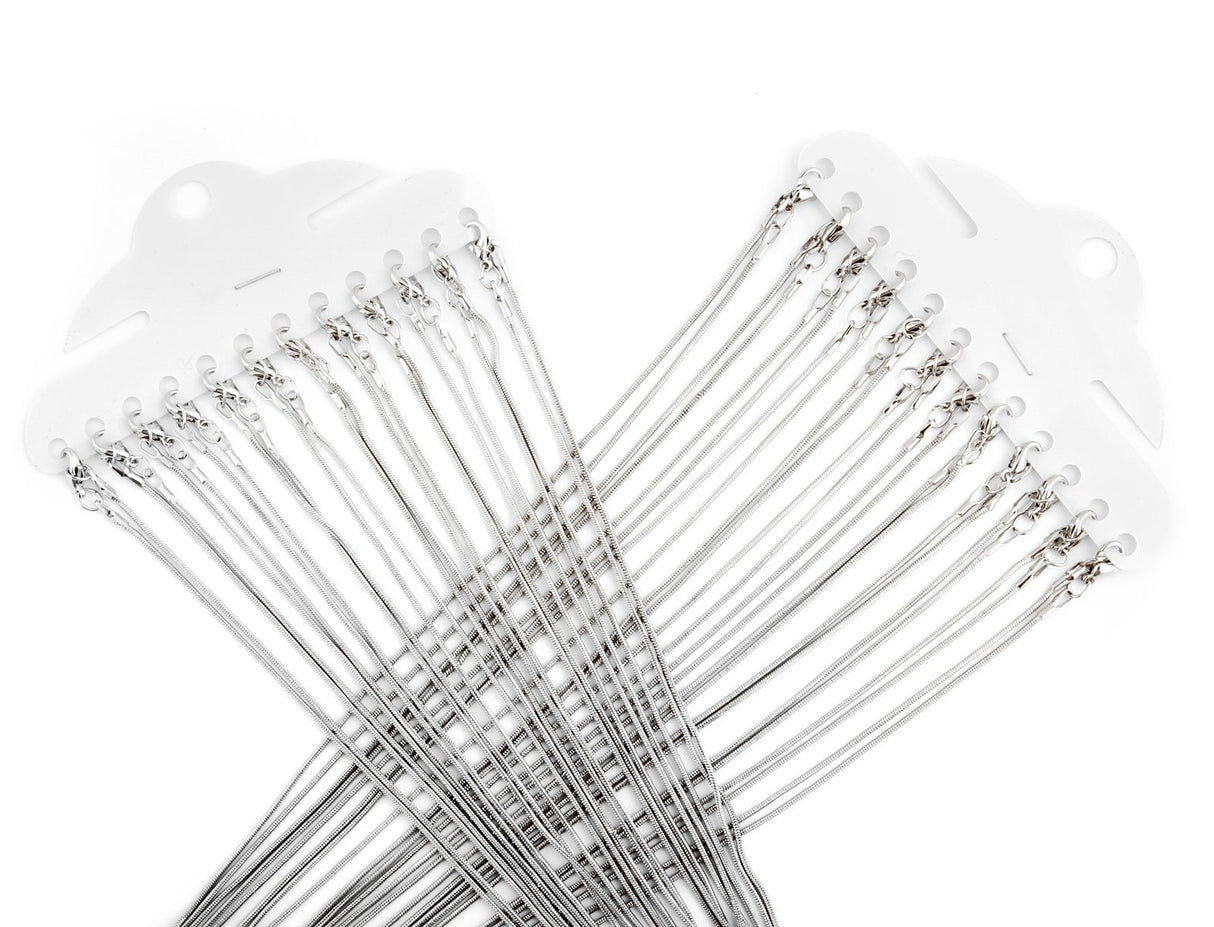 24pcs 18 Inch 925 Silver Plated 1.2mm DIY Snake Chain Charms Link Necklace with Lobster Clasps for Jewelry Making Cmidy