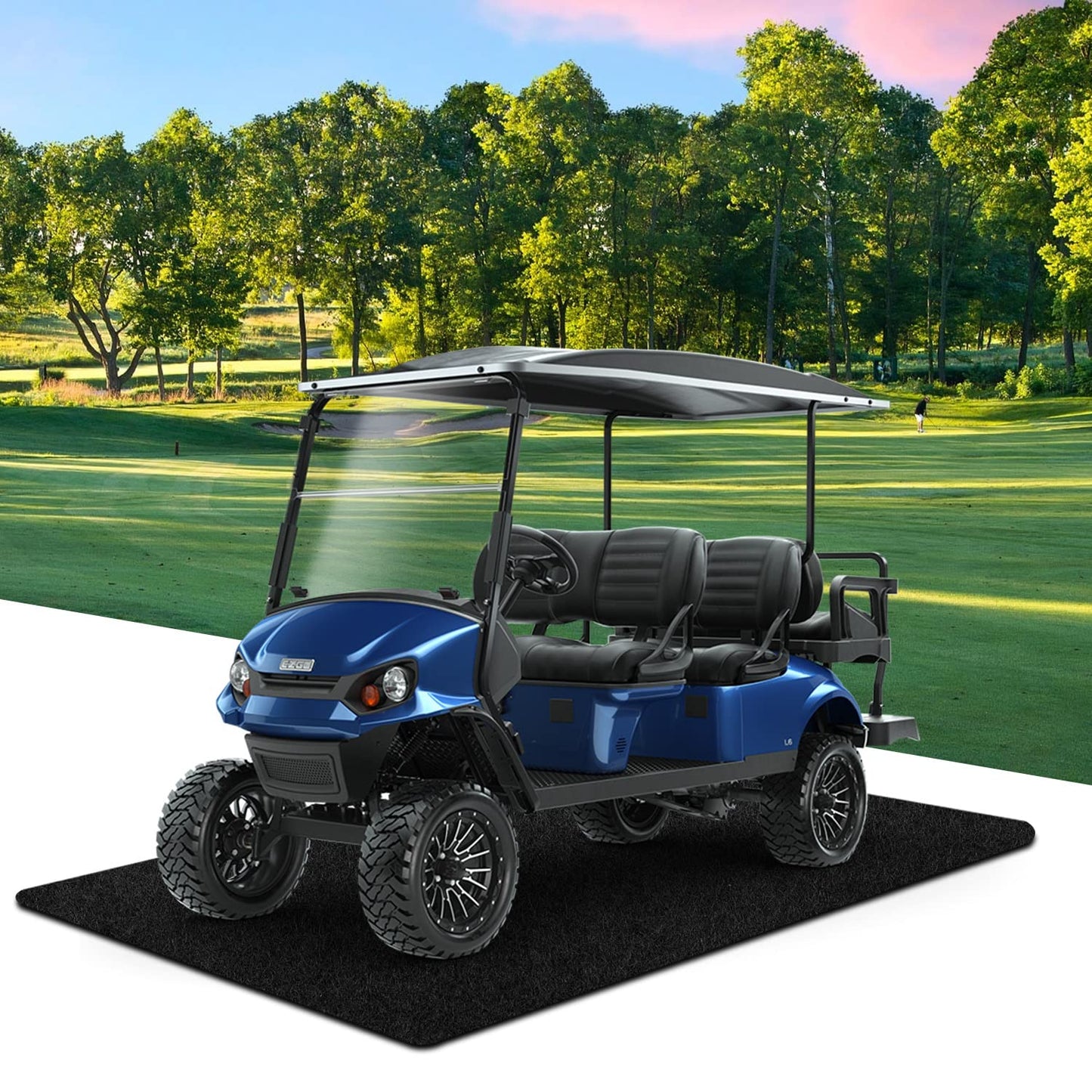 Golf Cart Parking Mat 9.18 ft. x 4.92 ft Oil Absorbent Universal Garage Floor Mat for EZGO, Club Car, Yamaha, ICON, Advanced EV, ATV - - WoodArtSupply