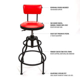 Craftsman Adjustable Height Work Shop Stool, 29 to 34-inches Tall, Rip-Resistant Padded Vinyl Seat, 300-lb Capacity, 360-degree Footrest, Non-Marring Craftsman