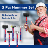 WORKPRO 5-Piece Hammer Set, Forged & Polished Steel Head, Fiberglass Handle, 32oz Rubber Mallet | 16oz Claw Hammer | 3lb Sledge Hammer | 16oz Ball WORKPRO