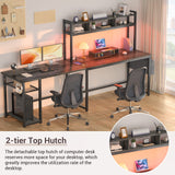 Aheaplus L Shaped Desk with Power Outlet, LED Strip & Storage Shelf for Gaming and Home Office Aheaplus
