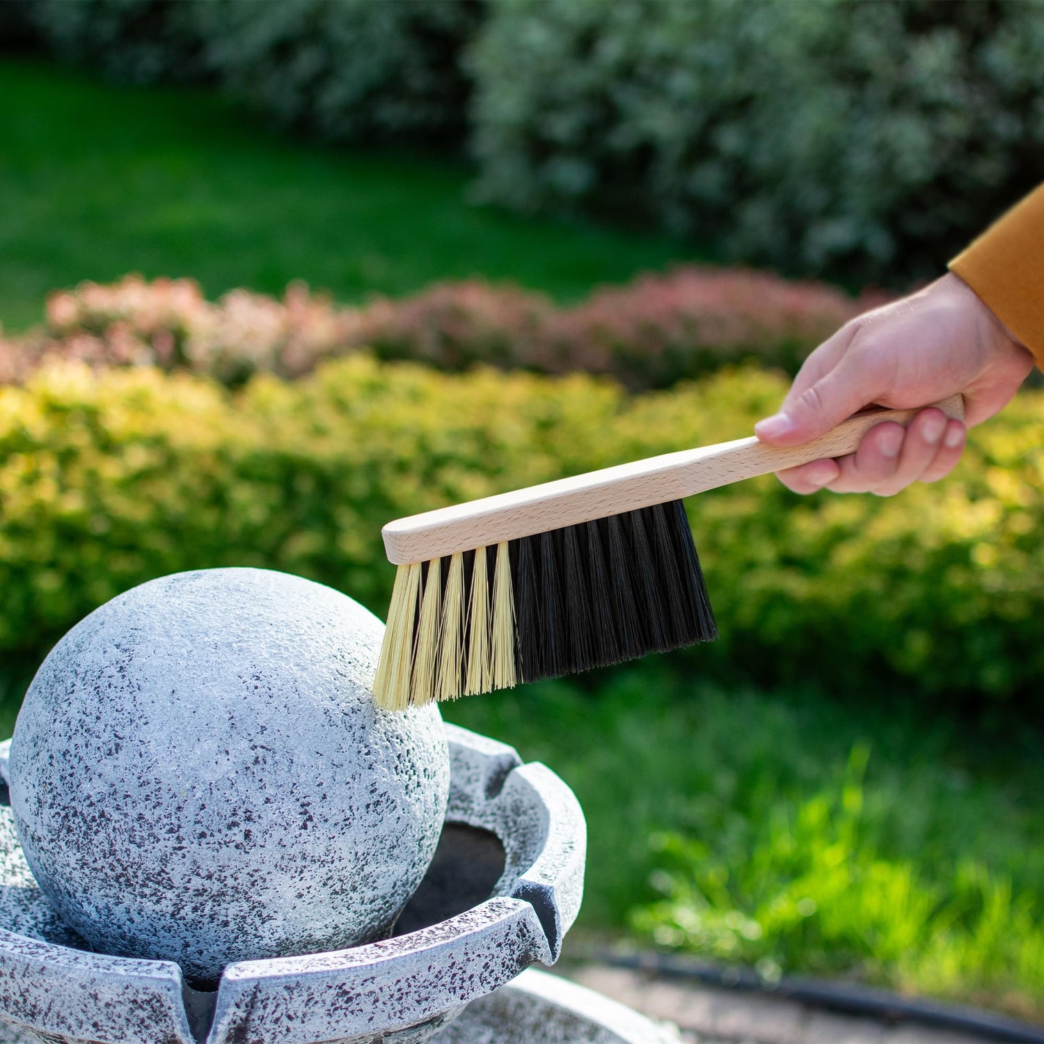 11.2" Hand Broom Medium-Soft Bristles Bench Brush, Sweeping Brush with Wooden Handle, Lightweight Dusting Brush, Handheld Small Broom, Shop Brush Harrison Greys