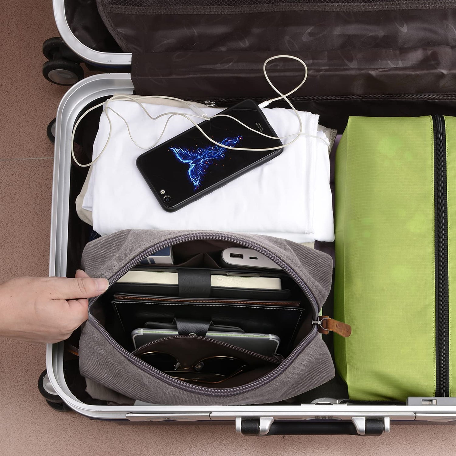 ELULAE Personalized Toiletry Bag for Men, Custom Laser Engraved Canvas Shaving Dopp Kit Toiletry Bag Leather Canvas Dopp Kit For Travel, Gift for ELULAE