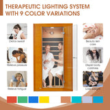 springspa Far Infrared Sauna Room, Near Zero EMF Canadian Hemlock Wood Sauna with 1600W, 9 Chromo Therapy Lights, Oxygen Ionizer, Bluetooth, LCD springspa