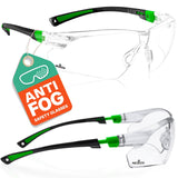NoCry Clear Safety Glasses for Men and Women; Lightweight Work Glasses with Adjustable Frames and No-Slip Grips; Scratch Resistant Anti Fog Safety NoCry