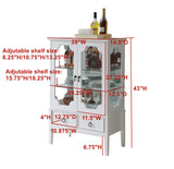 Kings Brand Furniture - Versailles Curio Display Storage Accent Cabinet with Glass Shelves (White) Kings Brand Furniture