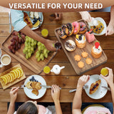 2 PCS Solid Acacia Wood Serving Trays Rectangular Wooden Serving Platters Natural Wooden Boards for Bar Coffee Party 13 * 9 inch （Wood Log Color） Charmlife