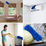 Ceiling Fan Duster with Extension Pole, Cobweb & Corner Brush Cleaning Kit w 2 Duster Heads for Cleaning,15-100 Inch Long Handle Aluminum Telescoping ZZ LAZYCOTTAGE