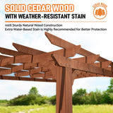 MUPATER Retratable Wooden Pergola Gazebo for Patio with Arched Roof and Stakes,10'x12' Outdoor Pergola Garden Shelter Cedar Framed for MUPATER