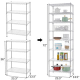 Finnhomy 8-Tier Wire Shelving Unit Adjustable Steel Wire Rack Shelving 8 Shelves Steel Storage Rack or Two 4-Tier Shelving Units with PE mat, Finnhomy