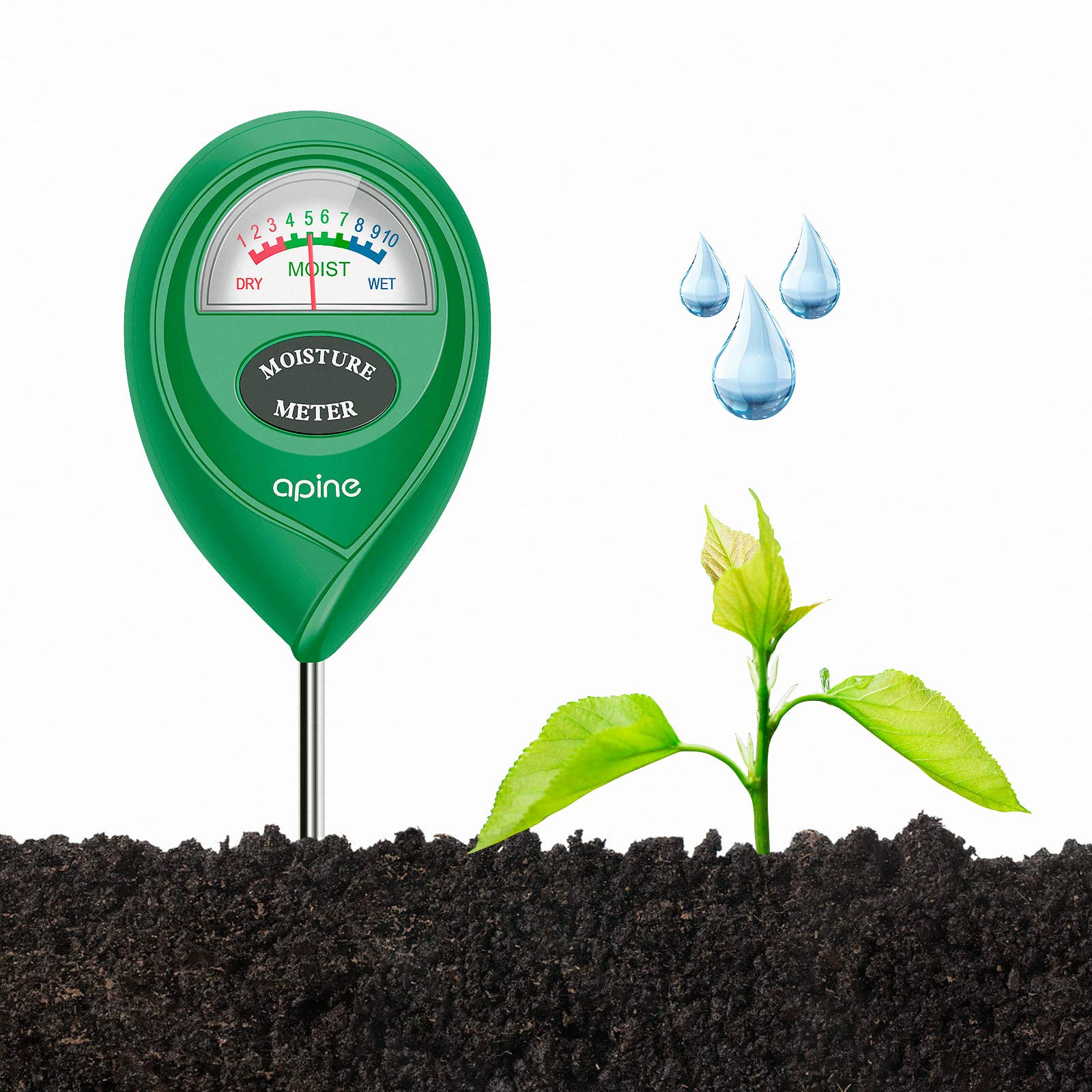 apine Soil Moisture Meter, Plants Moisture Meter, Plant Water Meter for Indoor/Outdoor plants, hydrometer for plants（Green） - WoodArtSupply