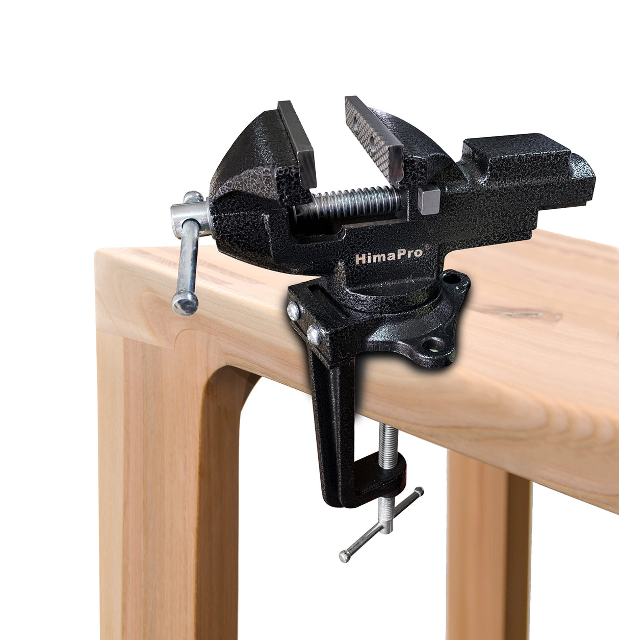 HimaPro Dual Purpose Bench Vise | Table Vise Clamp-On with Quick Adjustment Universal Rotate 360° - 3.3Inch Metallic Black - Portable Vice for HimaPro