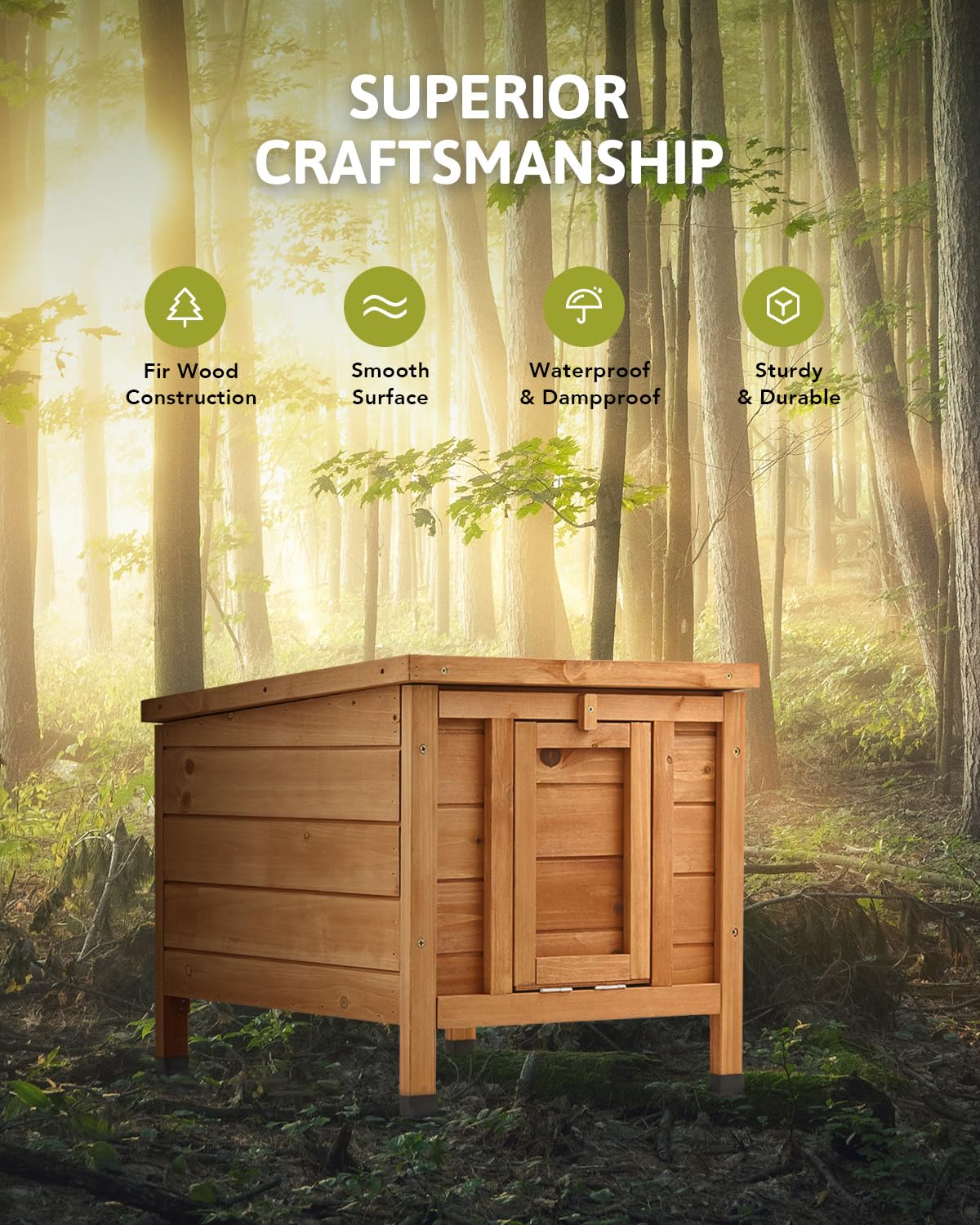 CO-Z Outdoor Cat House, Weatherproof Rabbit Hutch Hideout Indoor Bunny Cage, Wooden Outside Shelter for Feral Cats, Rabbits, Chicken, Small Animal, CO-Z