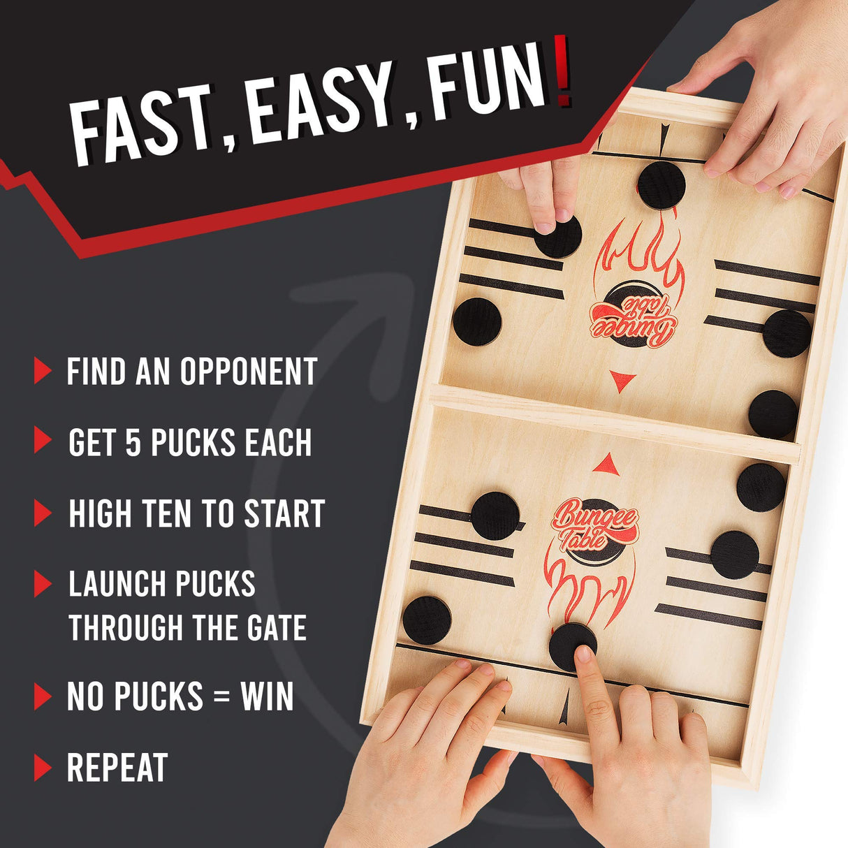 Bungee Table - Large Fast Sling Puck Game - Fast-Paced Fun for a Family Game Night or for a Party with Friends - Test Your Speed and Accuracy with Bungee Table