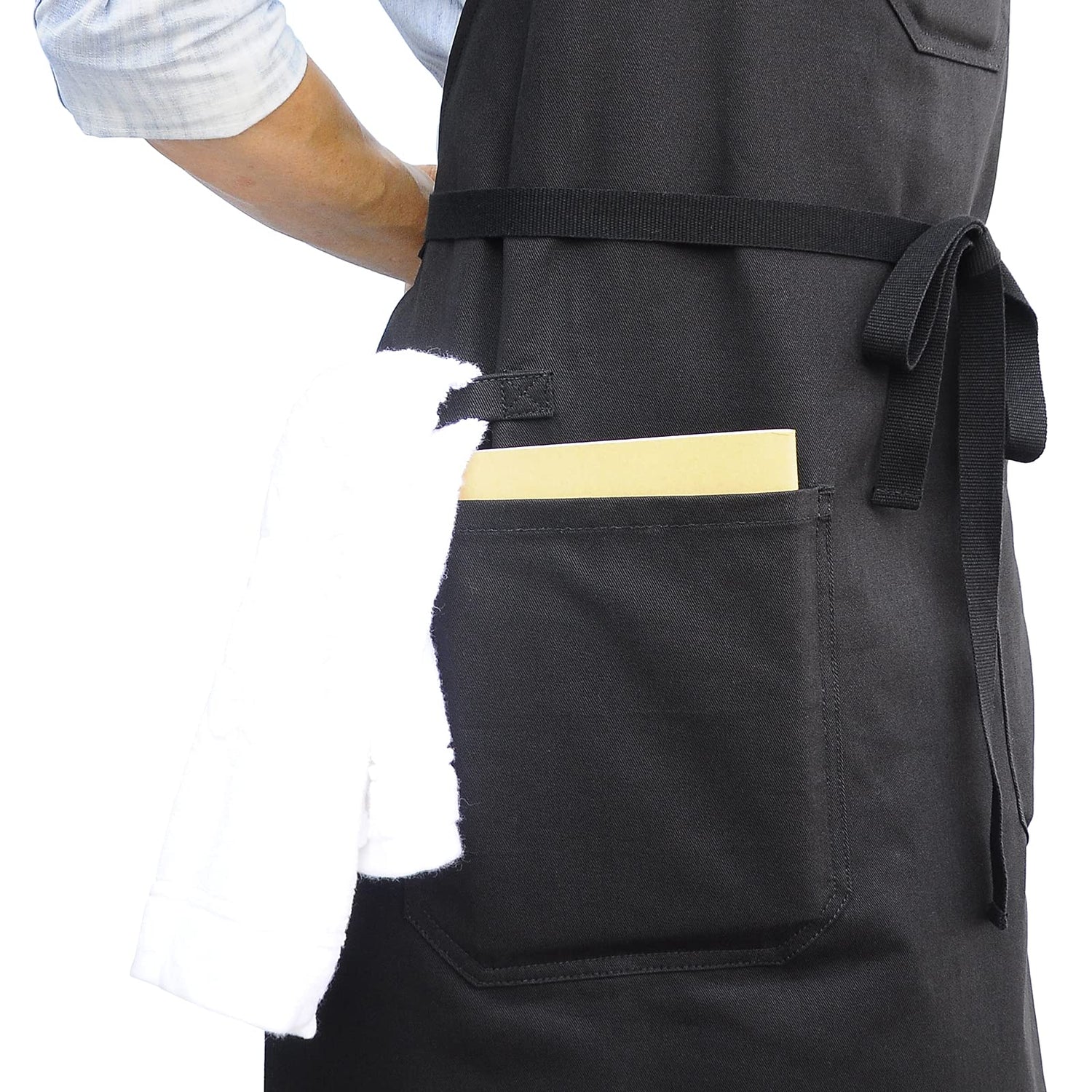 DingSay Trendy Black Cotton Kitchen Apron, Mens Womens Professional Cooking Bib Apron for Chef Grill BBQ, with Pockets Towel Loop and Adjustable Neck DingSay Trendy