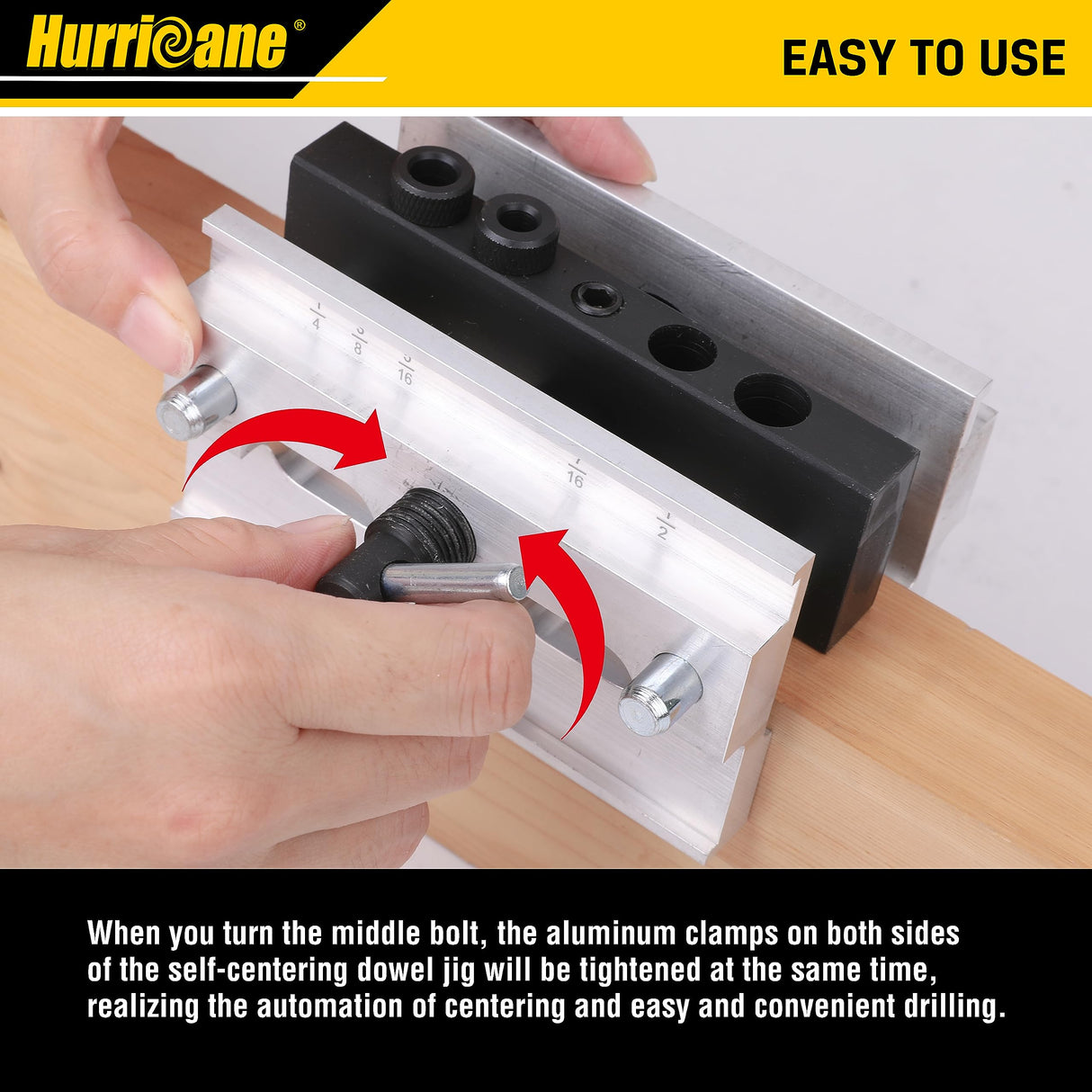 HURRICANE Centering Doweling Jig, Self Center Dowel Jig for Woodworking, Professional Dowel Jig Kit Bushings Set, Drill Guide Bushings Set, Perfect HURRICANE