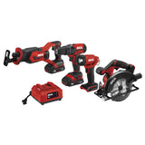 SKIL 20V 4-Tool Combo Kit: 20V Cordless Drill Driver Reciprocating Saw, Circular Saw and Spotlight, Includes Two 2.0Ah PWR CORE Lithium Batteries and Skil
