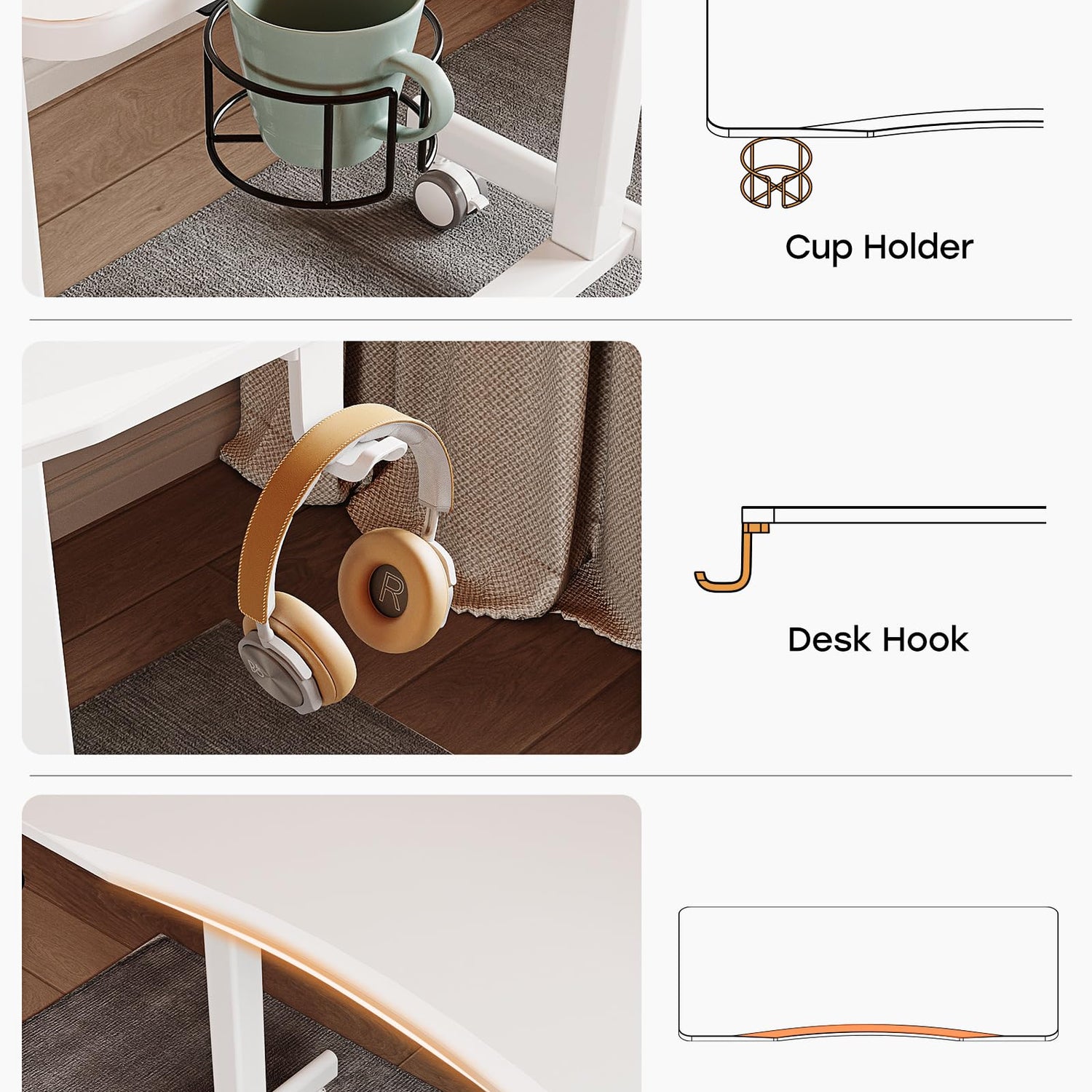 JOY worker Mobile Standing Desk, 35In Small Standing Desk with Curved Desktop, Pneumatic Height Adjustable Rolling Desk Holds Up to 33lbs, White JOY worker