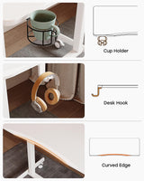 JOY worker Mobile Standing Desk, 35In Small Standing Desk with Curved Desktop, Pneumatic Height Adjustable Rolling Desk Holds Up to 33lbs, White JOY worker