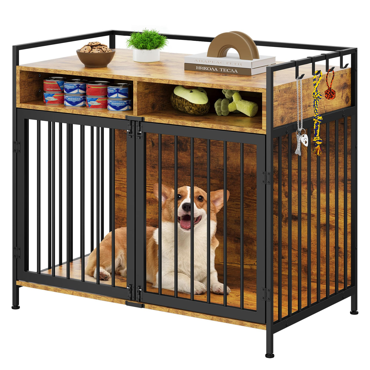 YITAHOME Large Dog Crate, 41" Heavy Duty Dog Kennel with 2 Drawers End Table, Wooden Dog Cage Indoor Dog House Pet Crate Table with Double Doors for YITAHOME