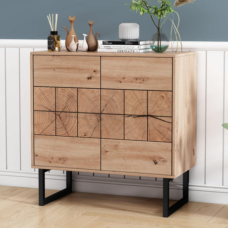 O&K FURNITURE Farmhouse Sideboard Cabinet, Storage Cabinet with Doors and Adjustable Shelves, Wood Buffet Cabinet with Storage for Kitchen, Living O&K FURNITURE