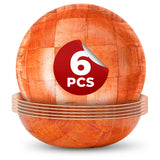 6Pcs Wooden Salad Bowl Set - Decorative Bowls for Kitchen Large Serving Bowls for Entertaining Small Snack Bowls Set Soup - 8 Inch Fruit Bowl for Reluen