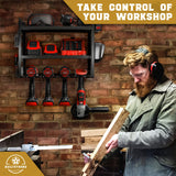 BUILTSTRONG Power Tool Organizer Wall Mount - 3-Tier Heavy-Duty Metal Hand Tool Storage Rack, Utility Racks, Drill Holder, PegBoard Side, & More - BUILTSTRONG