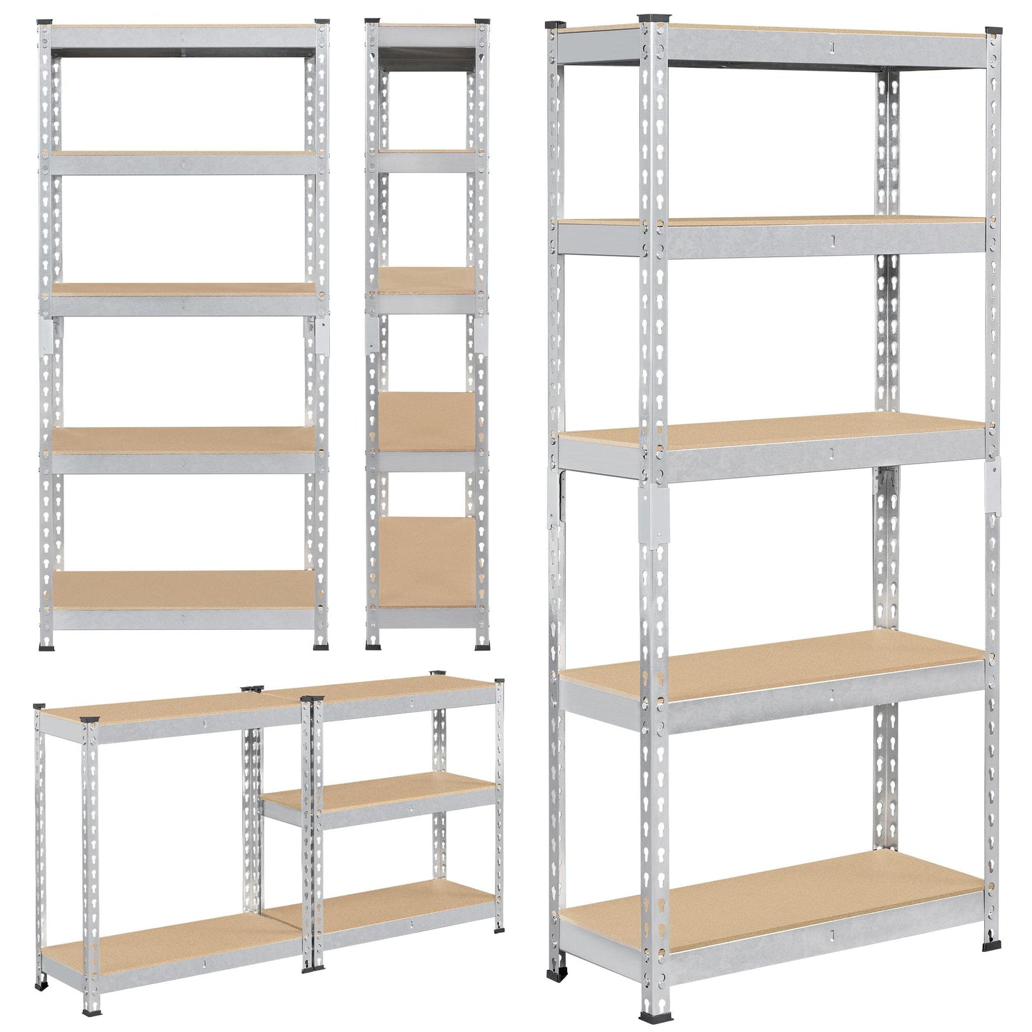 Topeakmart 2 PCS 5-Tier Utility Shelves, Metal Storage Shelves Garage Shelving Unit Adjustable Garage Storage Shelves Storage Racks Heavy Duty Shed - WoodArtSupply