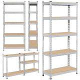 Topeakmart 2 PCS 5-Tier Utility Shelves, Metal Storage Shelves Garage Shelving Unit Adjustable Garage Storage Shelves Storage Racks Heavy Duty Shed Topeakmart