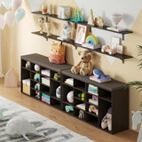 DINZI LVJ Shoe Storage Bench with Cushion, 16-Cubby Shoe Rack, Adjustable Shelves, Multifunctional Shoe Organizer Bench for Entryway, Mudroom, DINZI LVJ