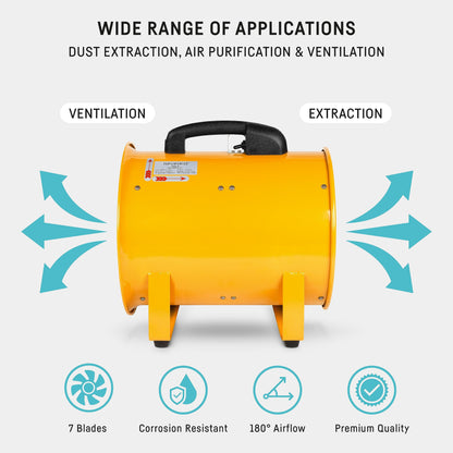 neverest Portable Blower Exhaust Fan 12 inch Strong Shop Ventilation Fan 4100 CFM 3050 RPM, 380 W, Construction Fan With Hose, Industrial Air Blower - WoodArtSupply