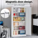 AFAIF Metal Storage Cabinet with Lock,71" White Garage Cabinet with 2 Doors and 5 Adjustable Shelves, Steel Locking Cabinets Tall Tool Storage AFAIF