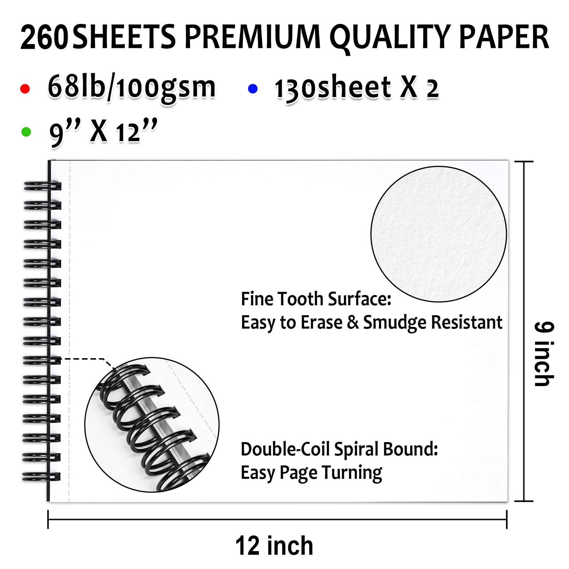 Shuttle Art Drawing Kit and Sketch Pad Bundle, Set of 123 Pack Art Pencil Set +260 Sheets Sketch Pad - WoodArtSupply