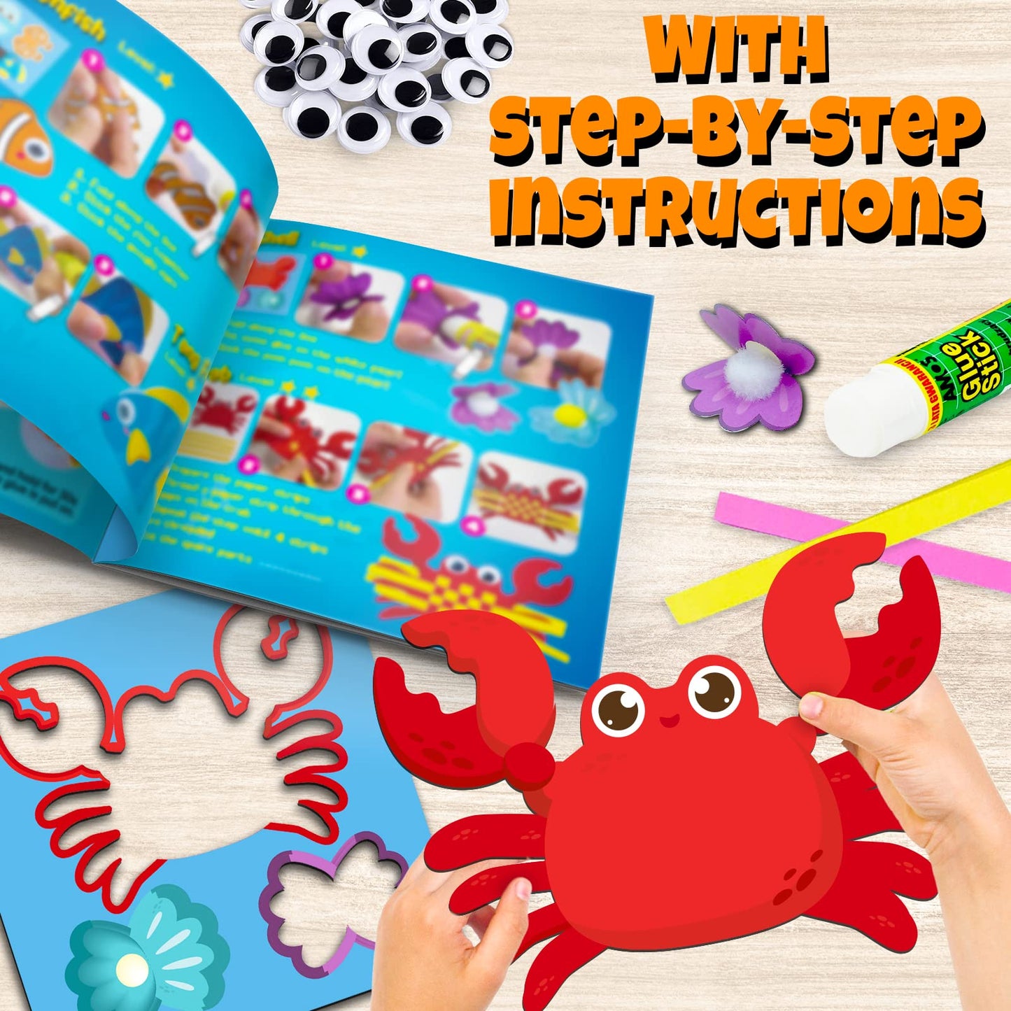 Cheffun Sea Animals Paper Craft Kit - Sea Animal Themes Toddler Arts and Crafts for Kids 4-6 6-8 4-8, Kids Arts & Crafts Ages 4-8 for Toddlers 3-4