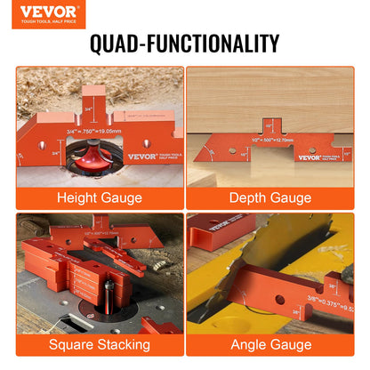 VEVOR Router Table Setup Bars, 14 pcs, Precision Aluminum Setup Blocks Height Gauge Set, with Laser Engraved Size Markings Storage Case, Measuring - WoodArtSupply