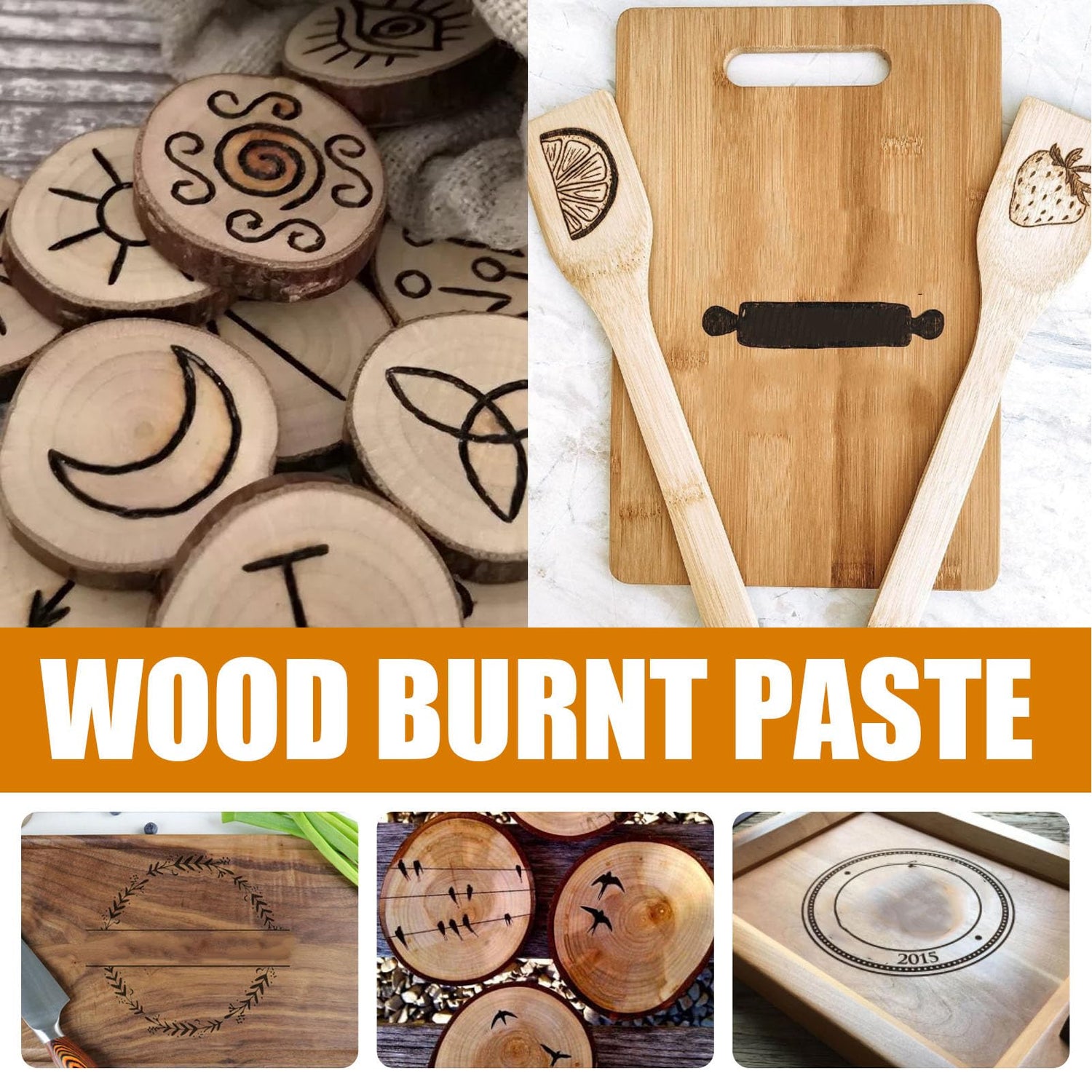 2PCS Wood Burning Paste, Wood Burning Gel, Stable Heat Activated Paste Wood Working Tools and Accessories for DIY Crafting Home Decor 120ml Pomya