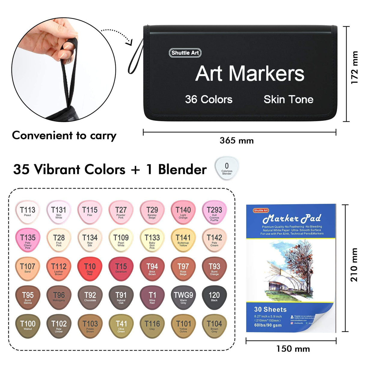 Shuttle Art Art Markers Bundle - 30 Colors Alcohol Markers + 36 Colors Skin Tone Markers Shuttle Art
