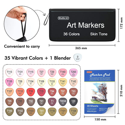 Shuttle Art Art Markers Bundle - 30 Colors Alcohol Markers + 30 Colors Skin  Tone Markers