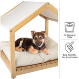 Dog House - 30x24-Inch Indoor Dog House with Soft Cushion and Adjustable Canopy - Wood Dog Furniture for Small to Medium Pets up to 70lbs by PETMAKER PETMAKER