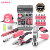Hi-Spec 25pc Pink Household DIY Tool Kit for Women. Small Mini Tool Box Set of Starter Basic Ladies Tools For Home & Office Hi-Spec