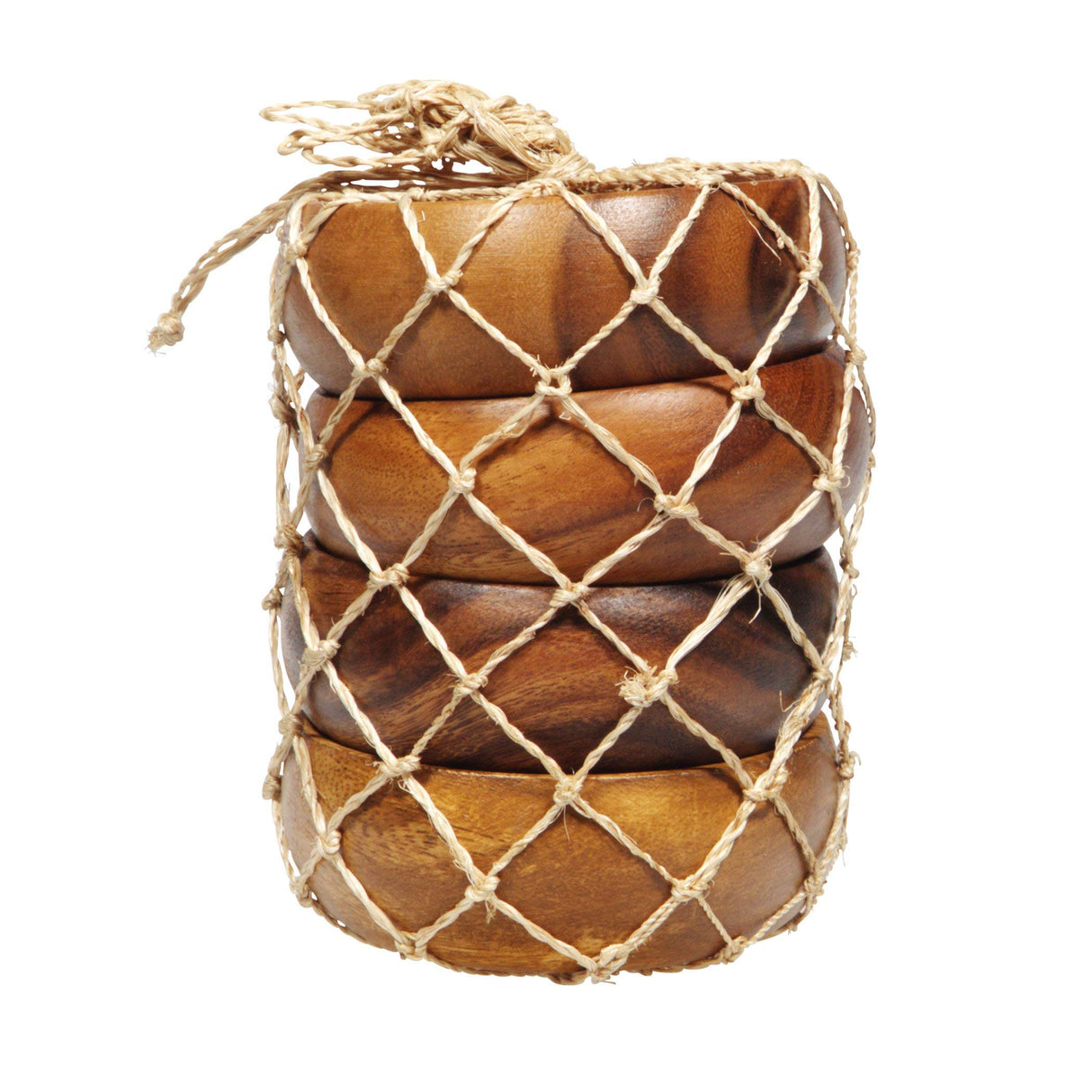 Home Essentials Natural Acacia Wooden Bowls Hand-Carved Calabash Dip Tray Bowl S/4 Ideal for Appetizers, Dips, Sauce, Nuts, Candy, Olives, Seeds, Home Essentials & Beyond