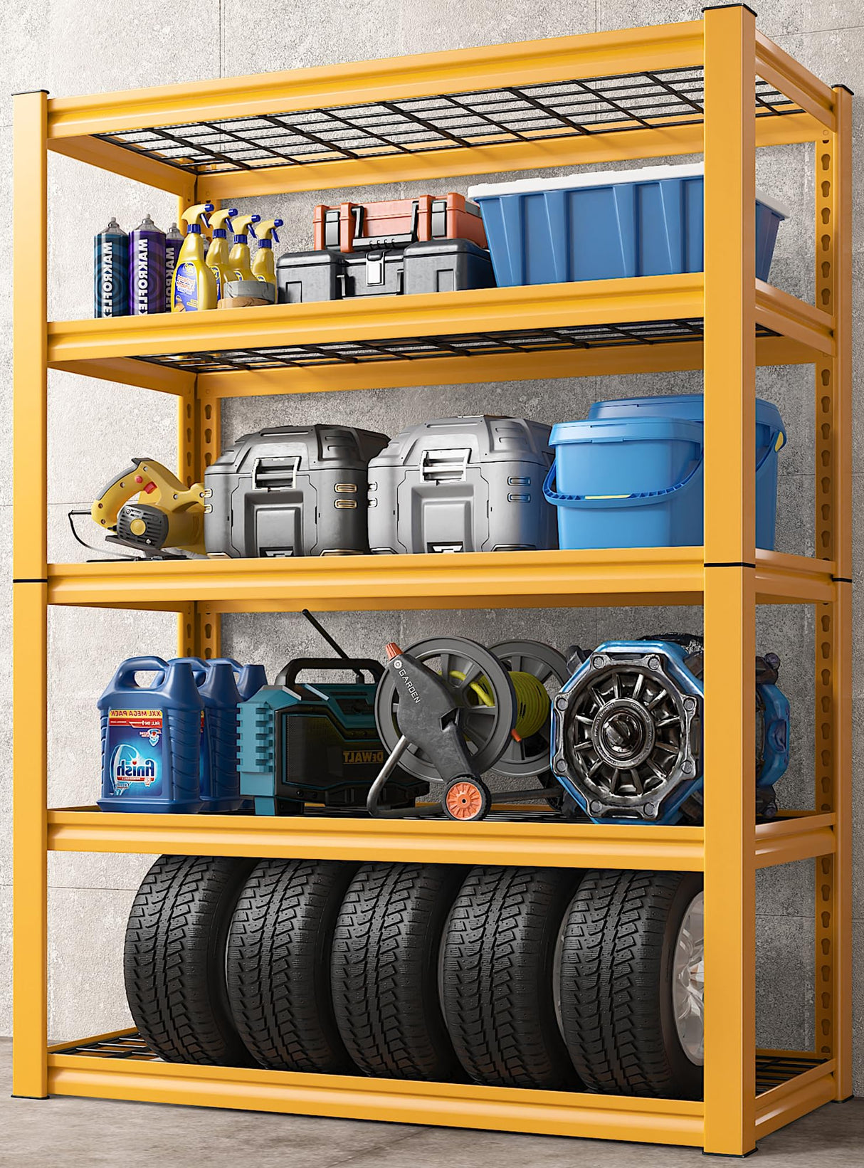 REIBII 40" W Garage Shelving Heavy Duty Storage Shelves Load 2000LBS Heavy Duty Shelving Adjustable 5 Tier Wire Metal Shelves for Storage Rack Pantry REIBII