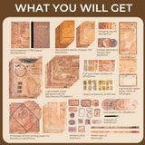 Funto Scrapbooking Kit (202 PCS), Vintage Collection-Retro Travel, Ideal Gift Box Packaging, Perfect for Bullet Scrapbooking Materials, Planner DIY Funto