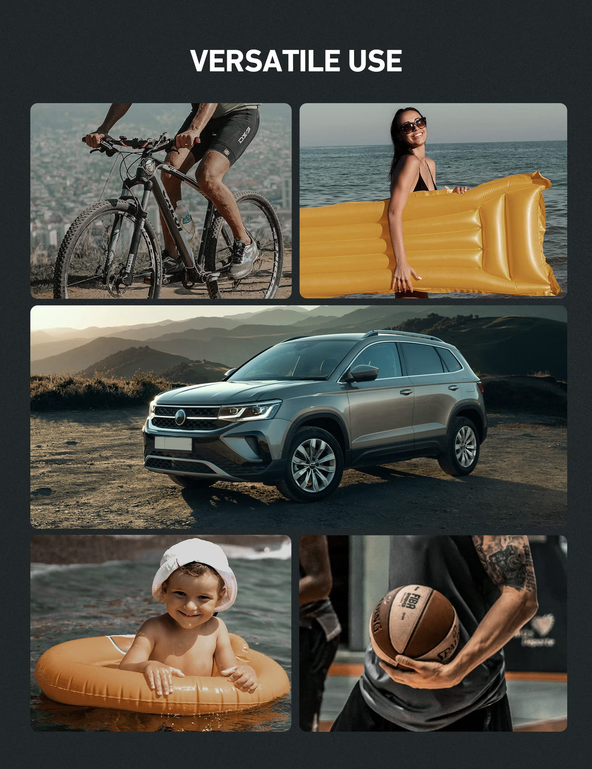 AstroAI Tire Inflator Portable Air Compressor Pump 150PSI 12V DC/110V AC with Dual Metal Motors &LED Light，Automotive Car Accessories&Two mode for AstroAI