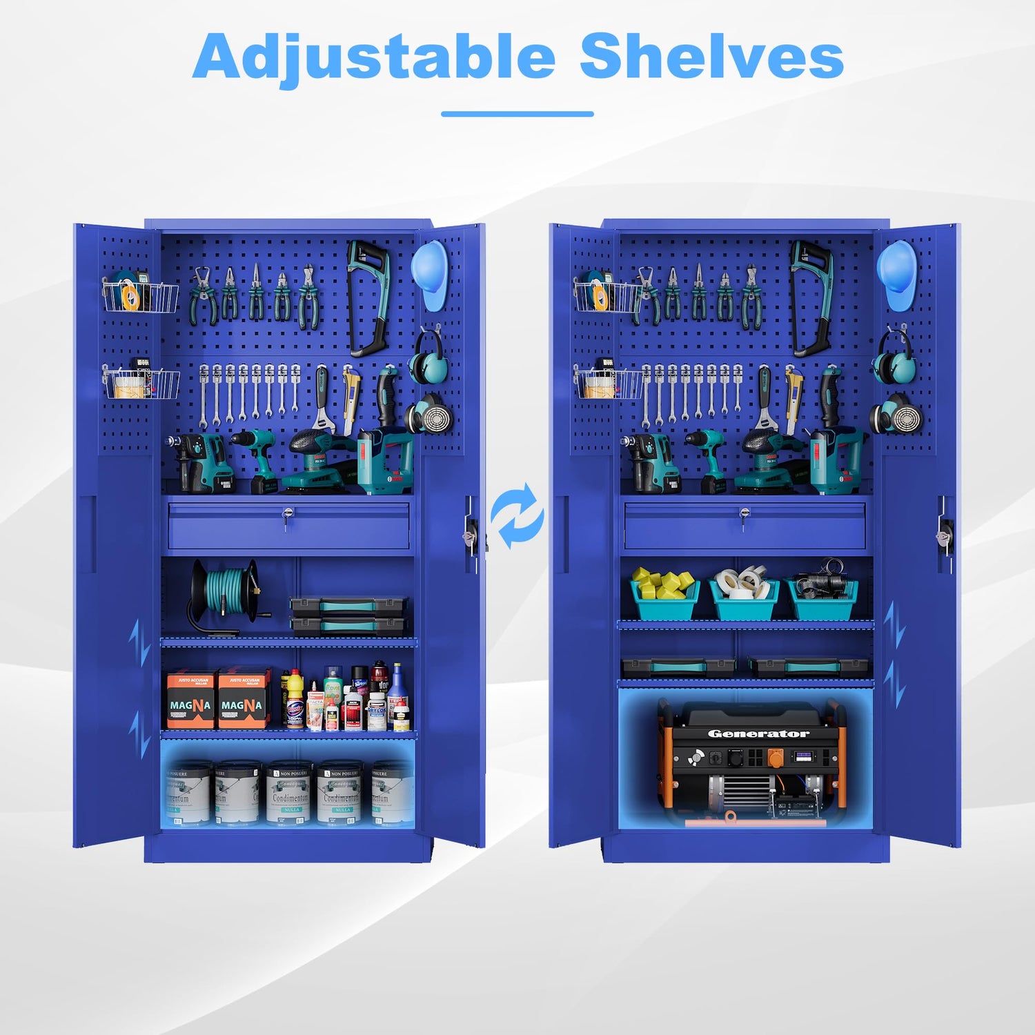 Letaya Metal Garage Tool Storage Cabinets with Pegboard, 71" Heavy Duty Steel Cabinet with Drawer and Adjustable Shelves, Lockable for Garage Utility Letaya