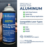 Brilliance Laser Inks 12 Oz Black Aluminum Laser Marking Spray for High Contrast Permanent Marks | Anti Clog Metal Engraving Aerosol Compatible with BRILLIANCE LASER INKS