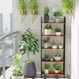 Furologee Adjustable 5-Tier Bookshelf with 2 Fabric Drawers - Industrial Wooden and Metal Storage Unit Furologee