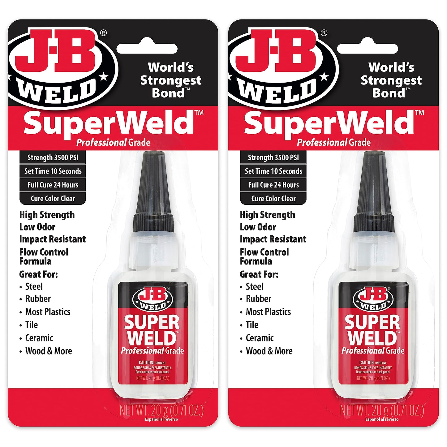 J-B Weld Superglue 20g 2 Pack - SuperWeld Professional Grade - WoodArtSupply