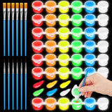 Fulmoon 6 Set Glow in The Dark Paint with Paint Brushes Black Light Neon Face Body Paint UV Acrylic Paint Set for Kids Halloween Christmas Painting Fulmoon